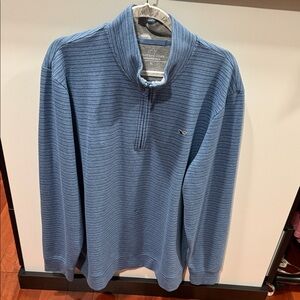 Vineyard Vines Men's Striped Blue Zip-Up Sweater